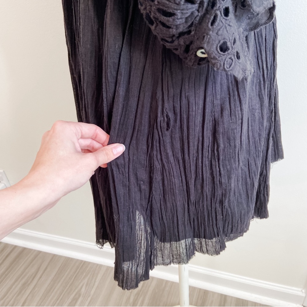 Free People Bella Notte Black Eyelet Mini Dress - Picture 14 of 16